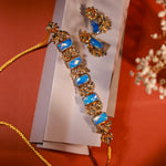 FEROZA BLUE SQUARE STONE CHOKER SET