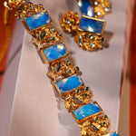 FEROZA BLUE SQUARE STONE CHOKER SET