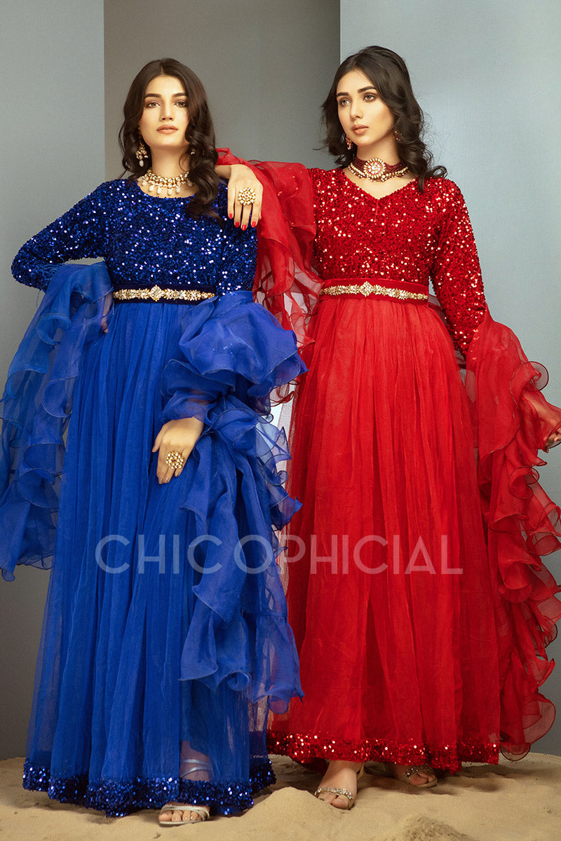 Ruby Red Sequin Pishwas