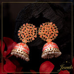 Peach Floral Kundan Jhumki