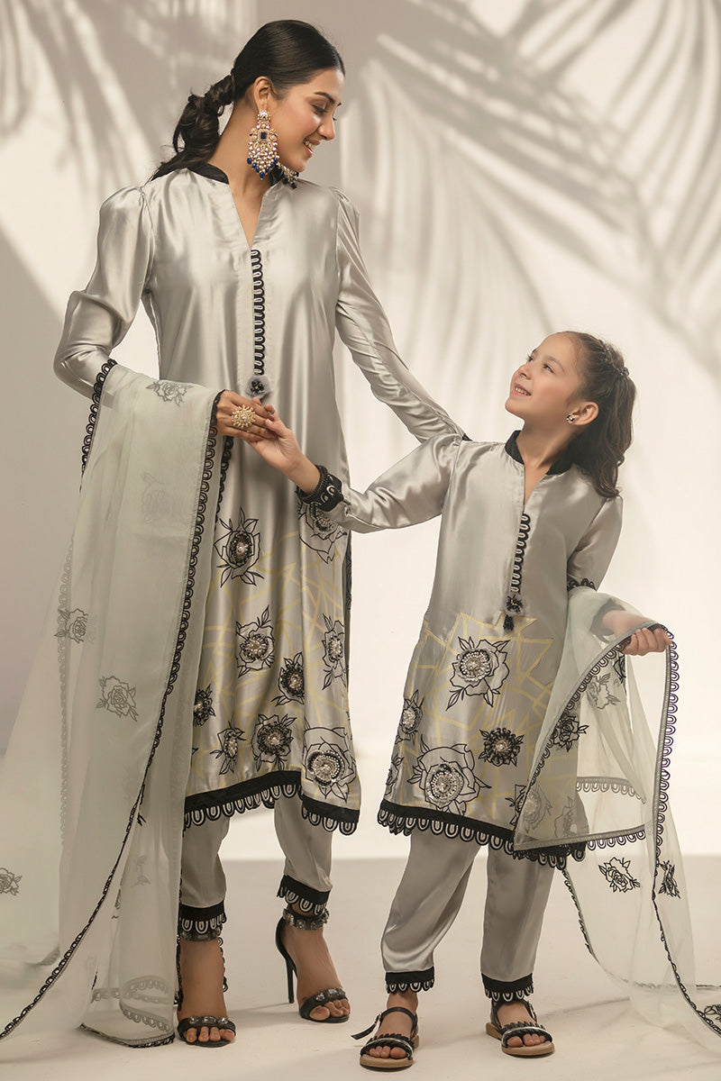 Shine Grey Mother Daughter Combo