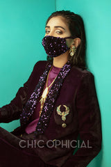 Plum Double Breasted Blazer Mask Add on: