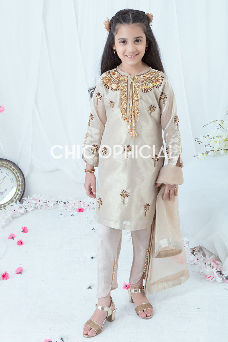 Golden Brown Glam Mother Daughter Combo | Best Pakistani women dresses for You S / 2-3 Years Golden Brown Glam Mother Daughter Combo | Best Pakistani women dresses for You S / 2-3 Years