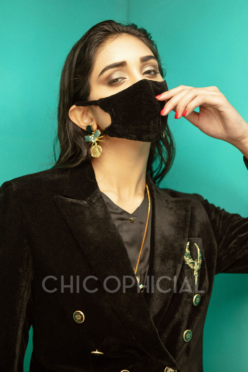 Black Double Breasted Blazer Mask Add on: