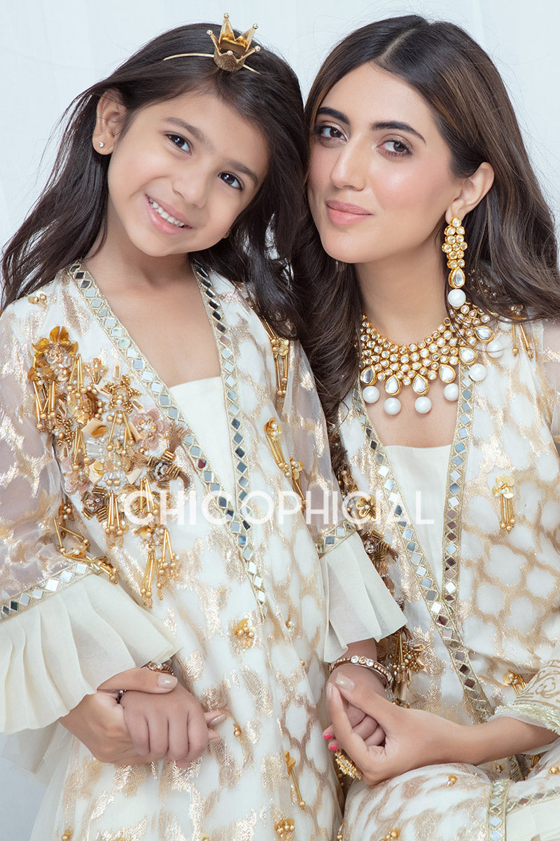 Ivory Elegance Mother Daughter Combo