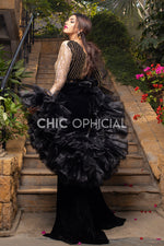 Black Frill Shrug Maxi