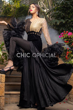 Black Frill Shrug Maxi