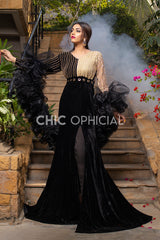 Black Frill Shrug Maxi